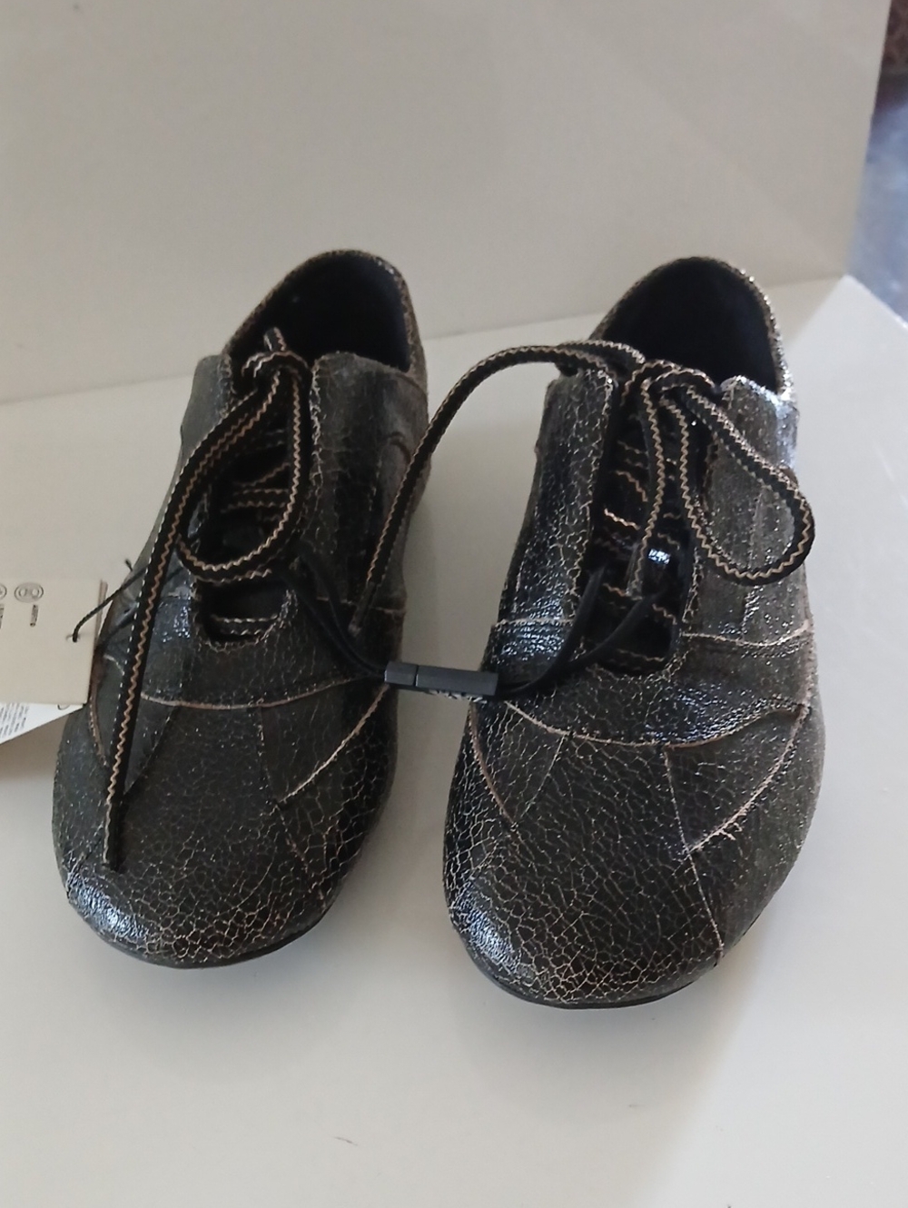 Zara Metallic Black Lace-Up Dress Shoes NWT